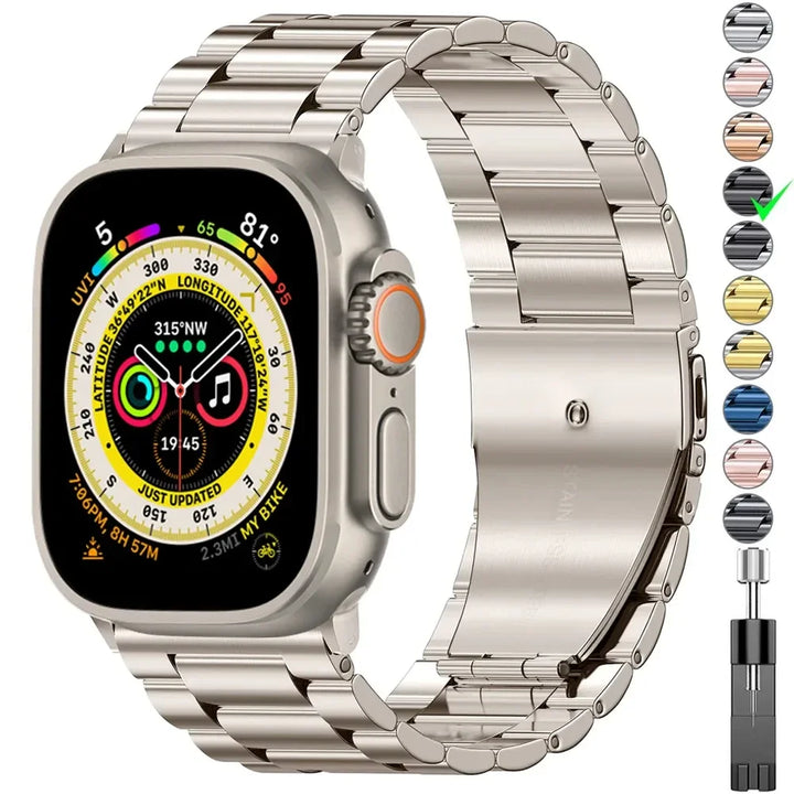 【海外直送品】Apple Watch用ステンレススチールストラップ, シリーズ7, 6, 5, se, 8, ultra, 49mm, 45mm, 41mm, 40mm, 44mm