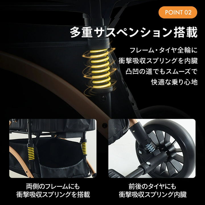 ペットカート 分離 取り外し 3way ワンプッシュ 対面式 ブラック 黒 フルオープン バスケット 多頭 ワンタッチ 収納 ペット ペット用カート 中型 軽量 犬 小型犬 中型犬 猫 犬