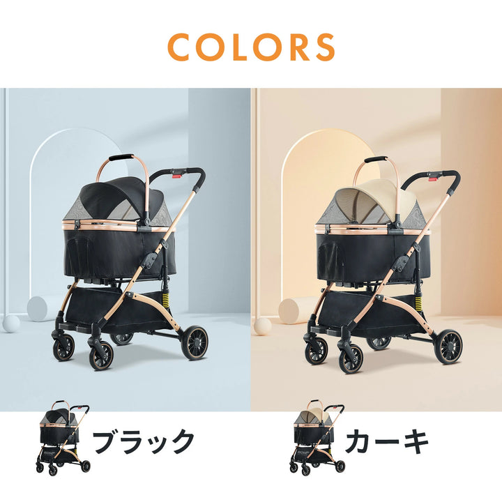 ペットカート 分離 取り外し 3way ワンプッシュ 対面式 ブラック 黒 フルオープン バスケット 多頭 ワンタッチ 収納 ペット ペット用カート 中型 軽量 犬 小型犬 中型犬 猫 犬