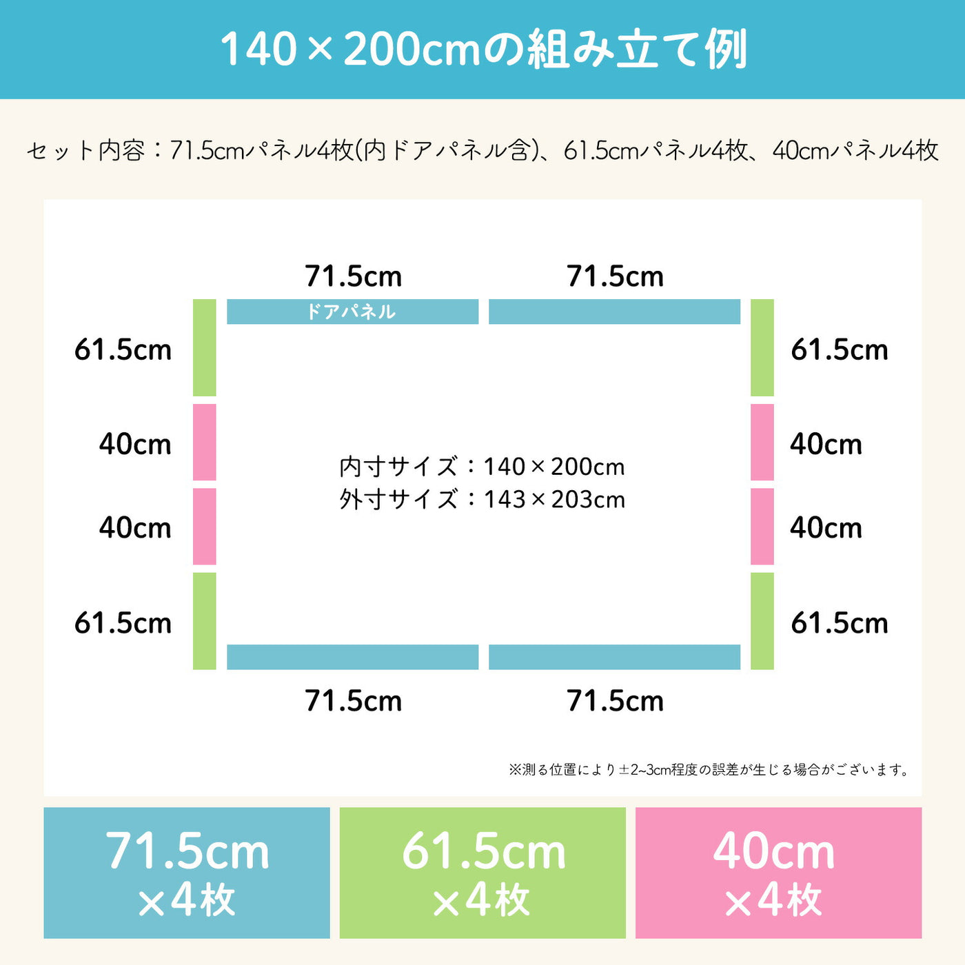 ベビーサークル ドア付き 140×200cm 130×160cm