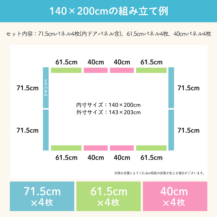 ＼レビュープレゼント中／ ベビーサークル ドア付き 140×200cm 130×160cm