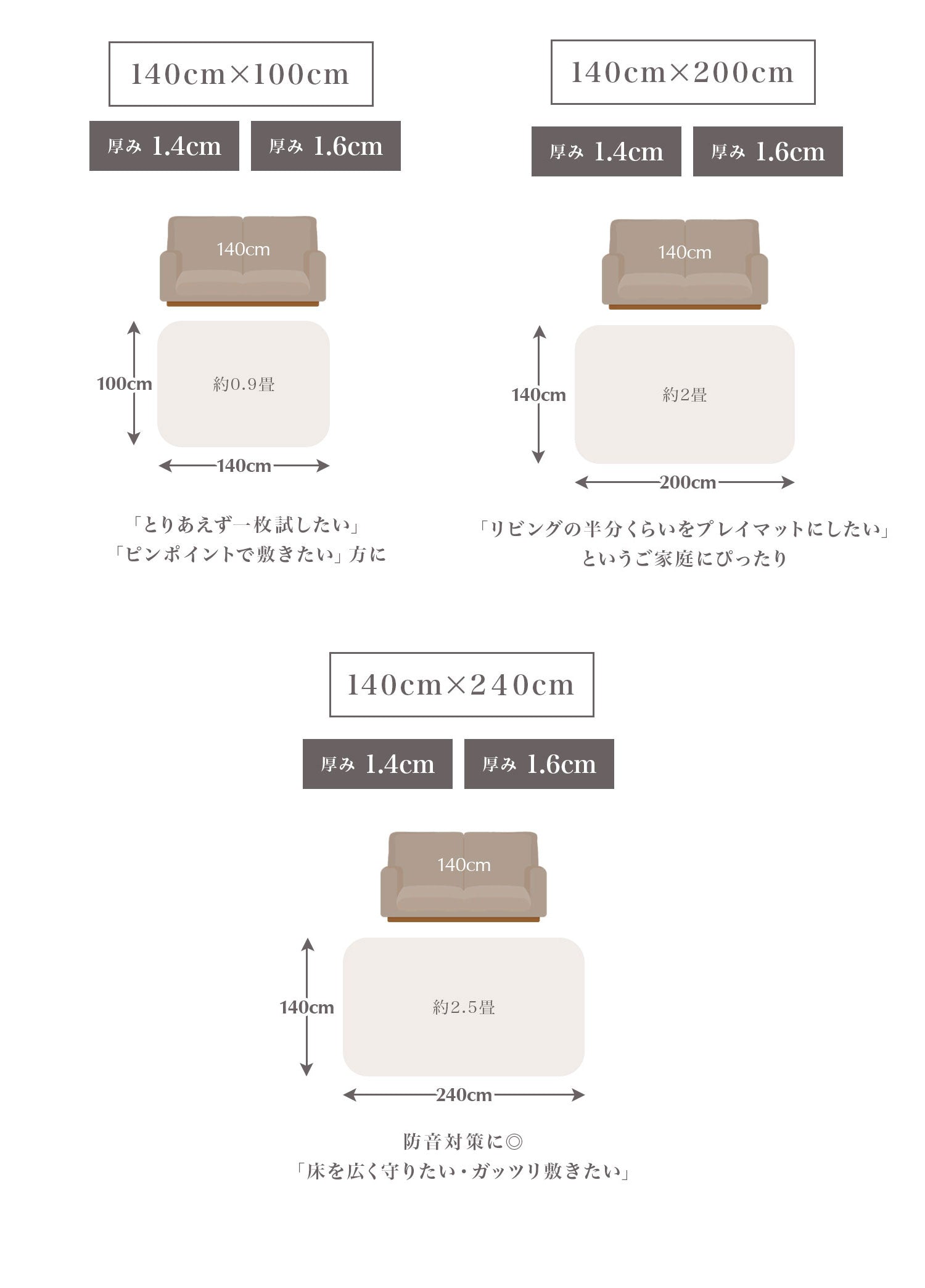 ふわもちマット ベビー用滑り止めマット 140x100 140x200 140x240cm