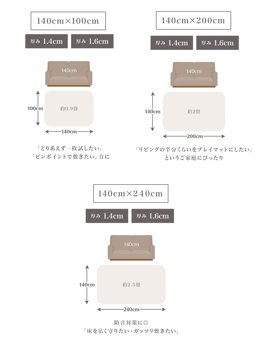 マシュマロマット ベビー用滑り止めマット 140x100 140x200 140x240cm hwn11 | DoriDori（ドリドリ）