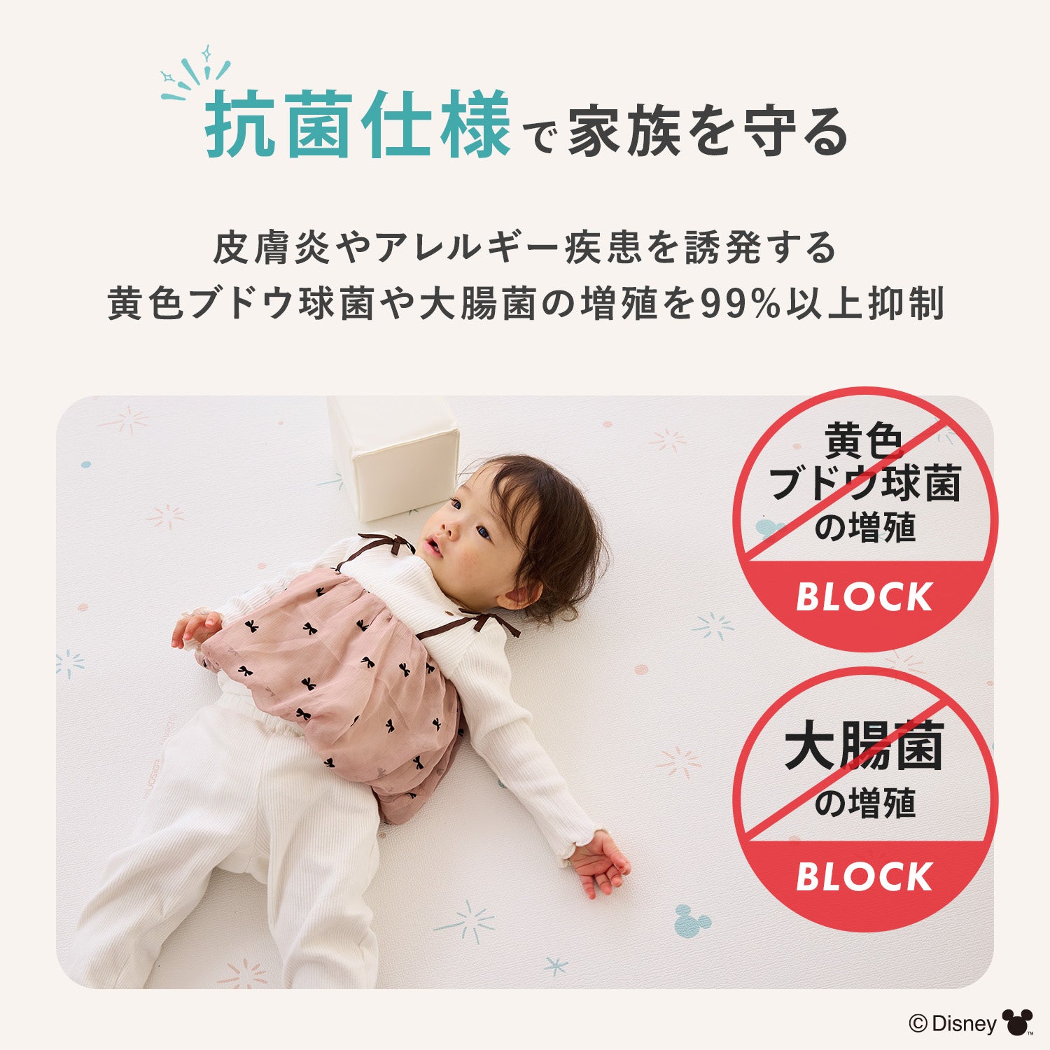 ミッキーマウス 防水 ベビープレイマット 140x200cm | EDISONmama