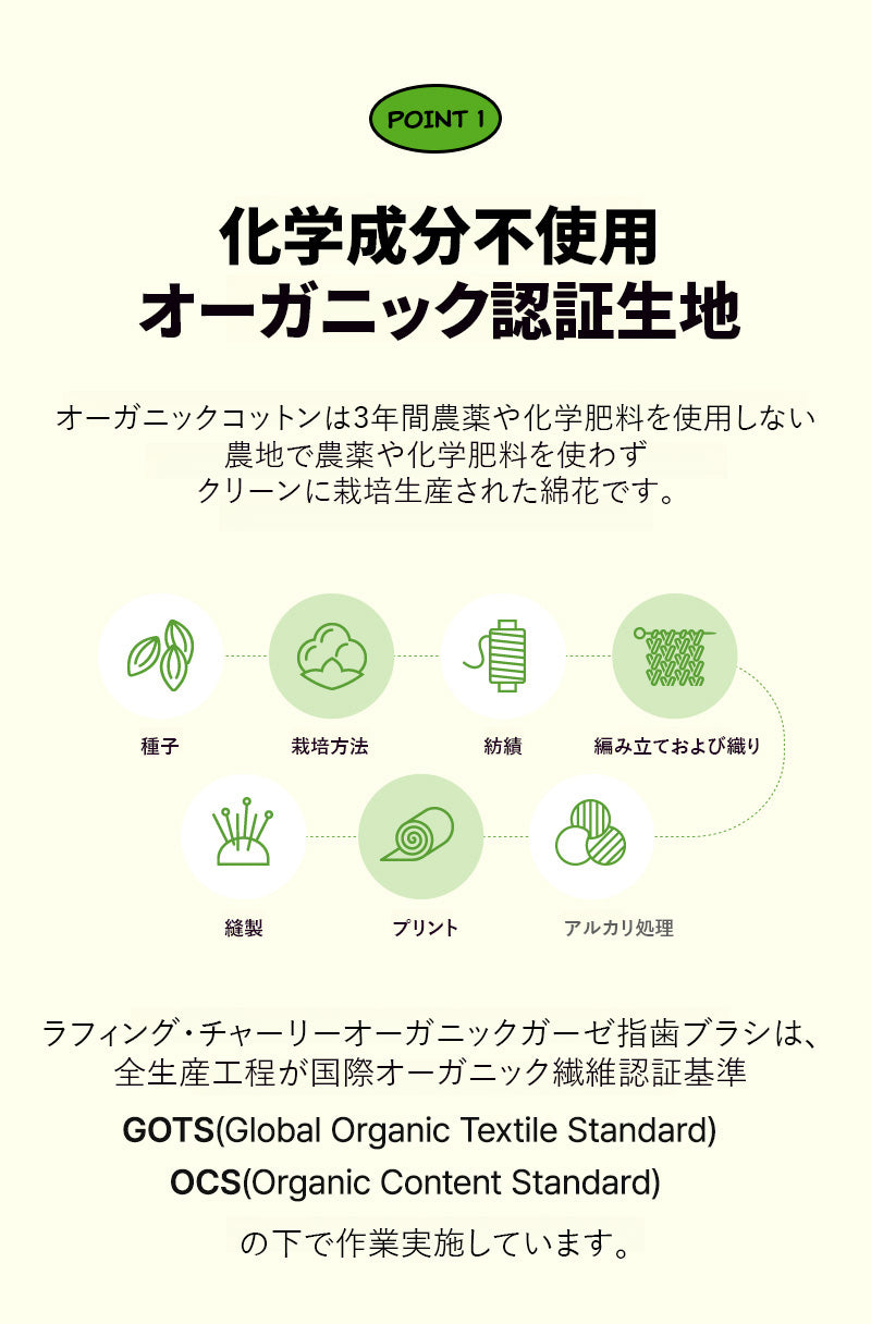 Laughing Charlie ラフィング・チャーリー オーガニックガーゼ 指歯ブラシ STEP1 (6個入)