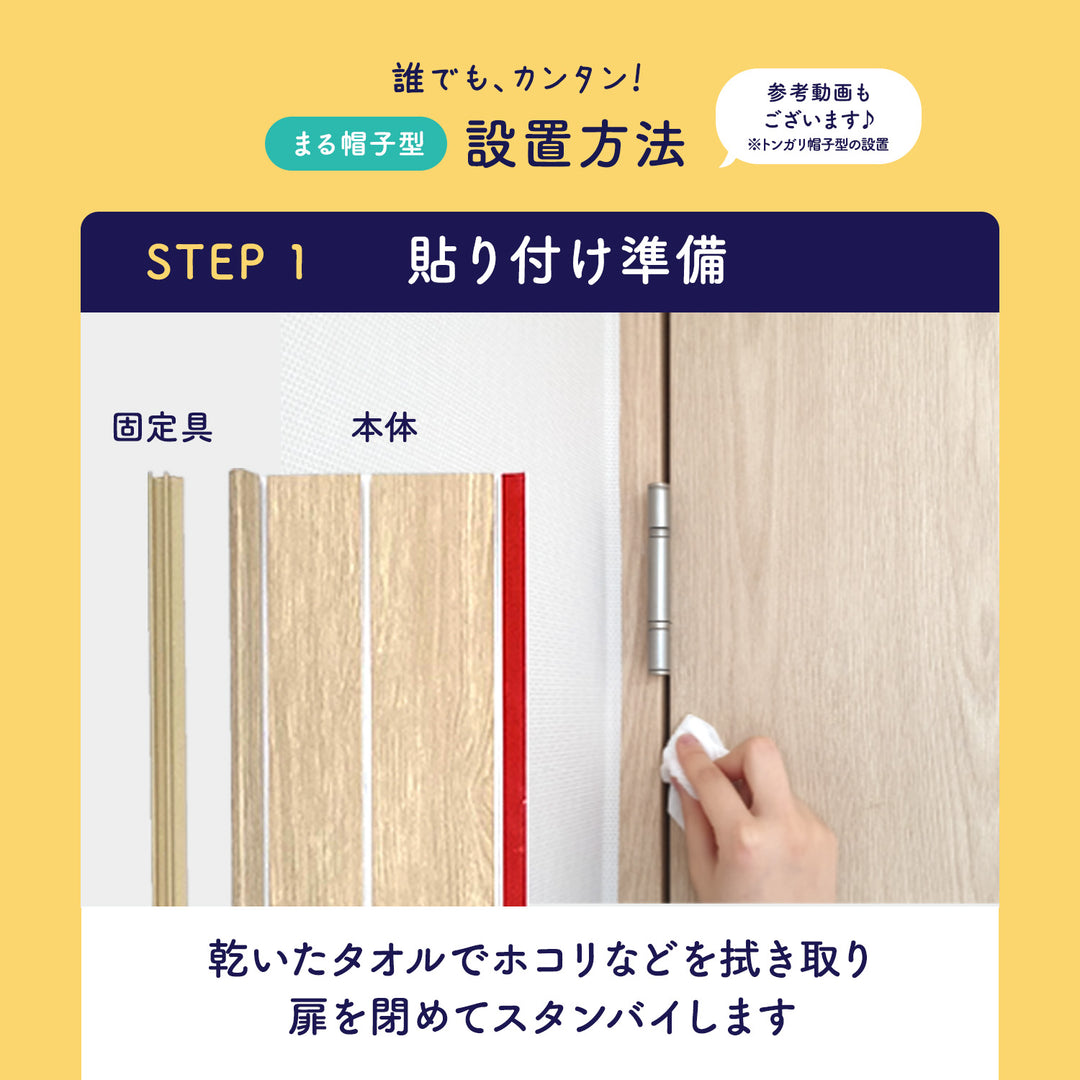 < 2枚 >指はさみぼうし 蝶番表側・まる帽子型 取り付け型 指挟み防止グッズ