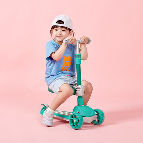 （グリーン）2way 光るキックボード | iFam KidsWheel（アイファム キッズホイール）