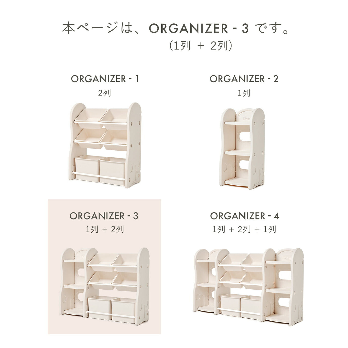おもちゃ収納棚 1列+2列 NEW DESIGN ORGANIZER - 3 | iFam（アイファム）
