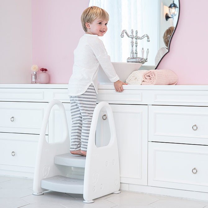 手すり付きキッズステップ セーフティガード付きステップ&スツール 2段 | iFam（アイファム）