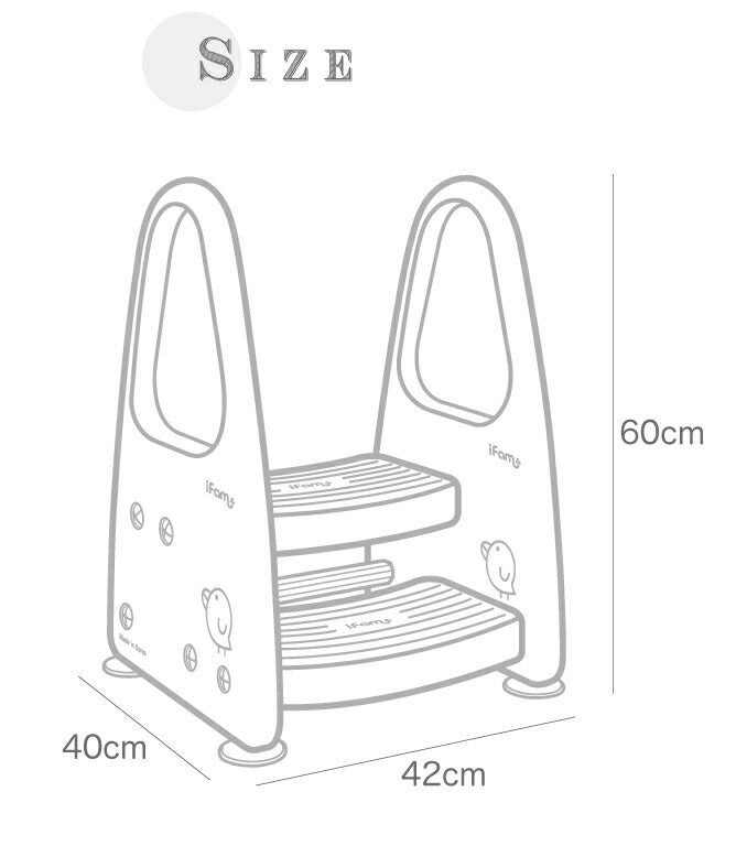 手すり付きキッズステップ セーフティガード付きステップ&スツール 2段 | iFam（アイファム）