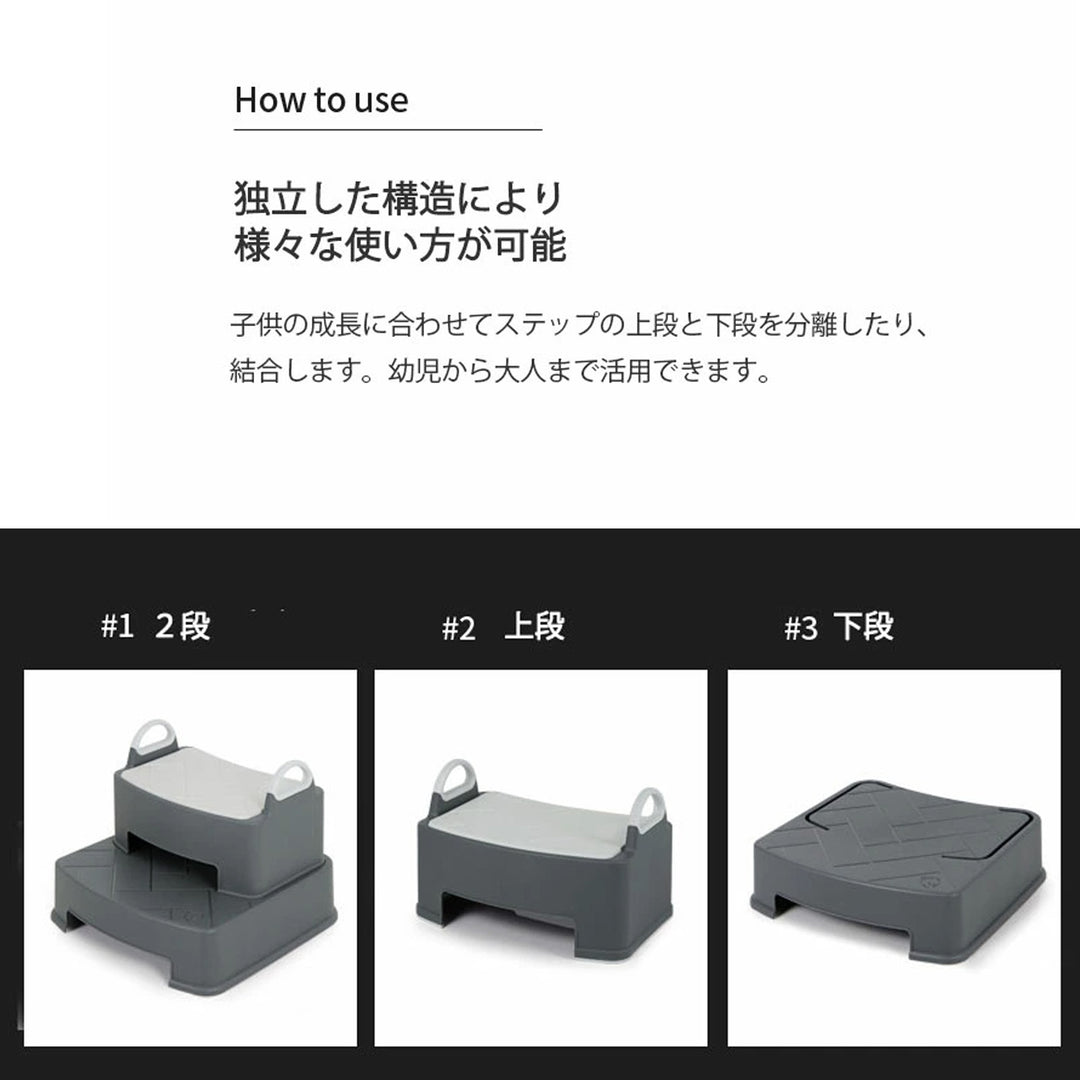 ＼1段、新登場！／キッズステップ ヘリンボーンハンドル付きステップスツール | iFam（アイファム）