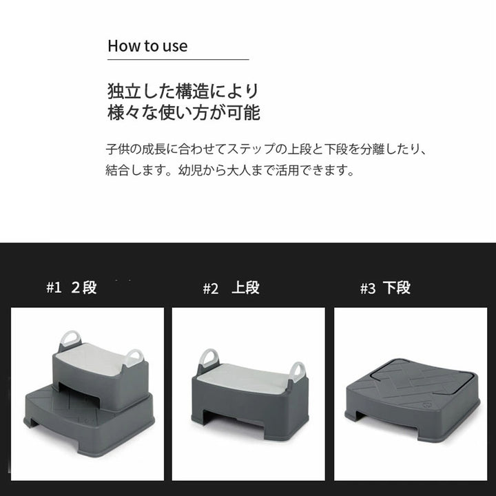 ＼1段、新登場！／キッズステップ ヘリンボーンハンドル付きステップスツール | iFam（アイファム）