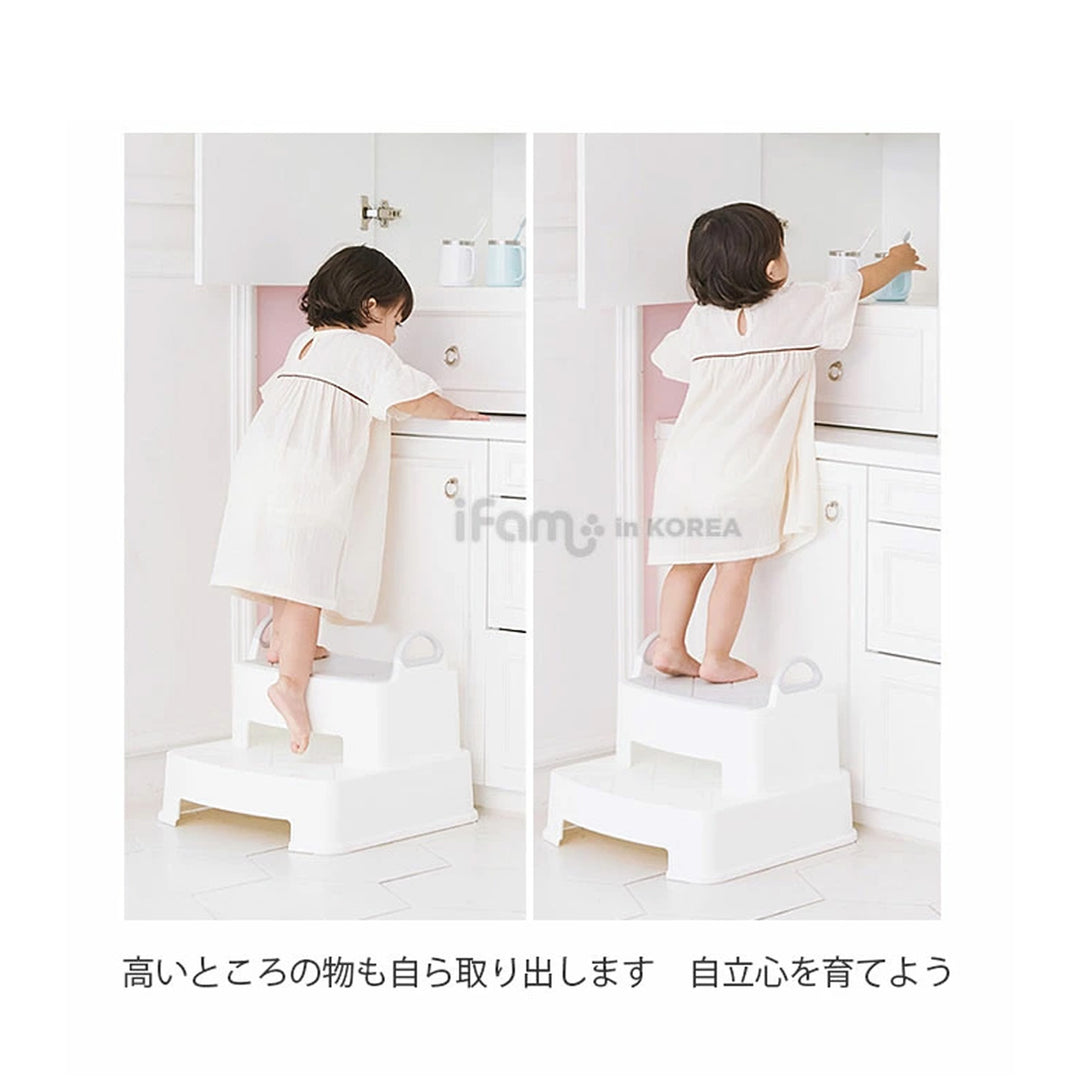＼1段、新登場！／キッズステップ ヘリンボーンハンドル付きステップスツール | iFam（アイファム）