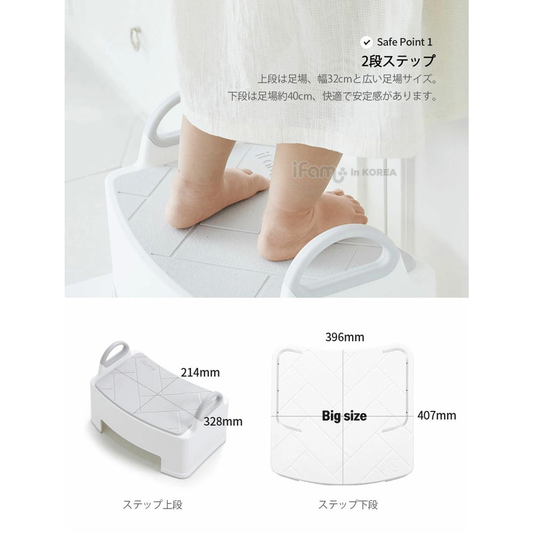 ＼1段、新登場！／キッズステップ ヘリンボーンハンドル付きステップスツール | iFam（アイファム）