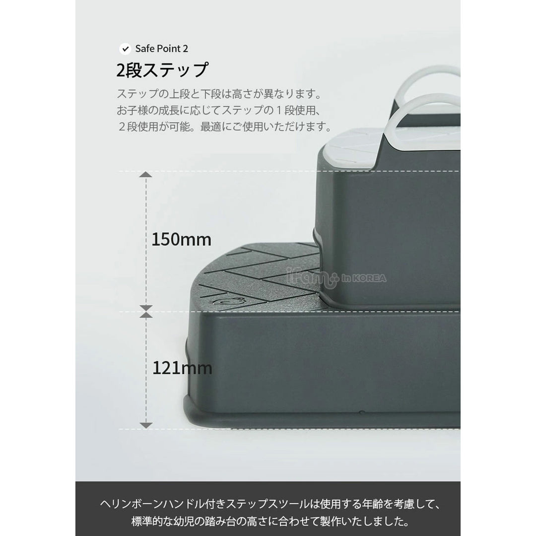 ＼1段、新登場！／キッズステップ ヘリンボーンハンドル付きステップスツール | iFam（アイファム）