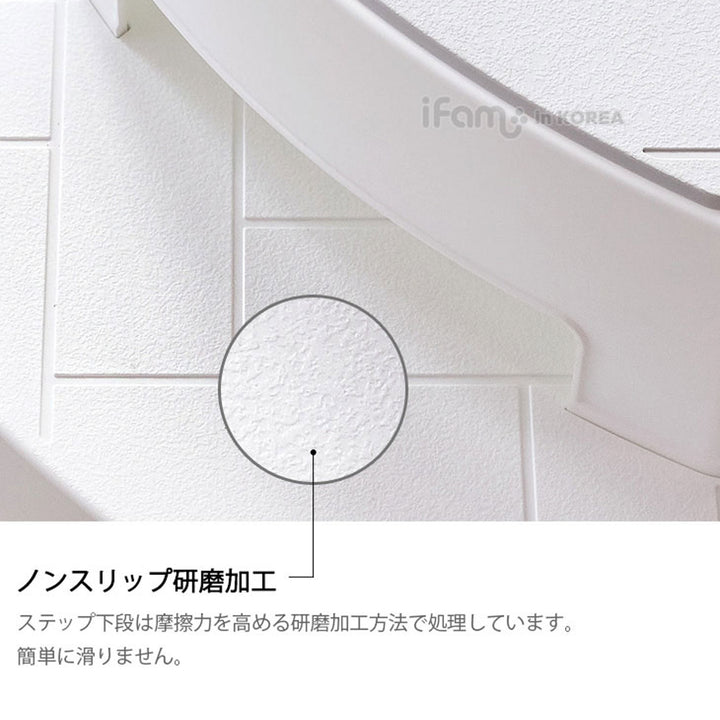 ＼1段、新登場！／キッズステップ ヘリンボーンハンドル付きステップスツール | iFam（アイファム）