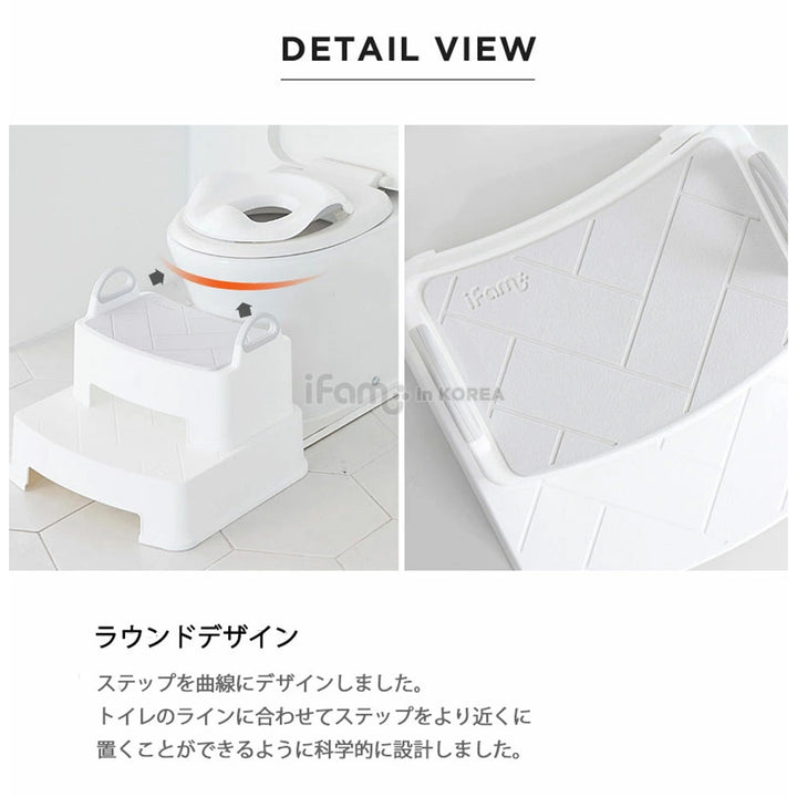 ＼1段、新登場！／キッズステップ ヘリンボーンハンドル付きステップスツール | iFam（アイファム）