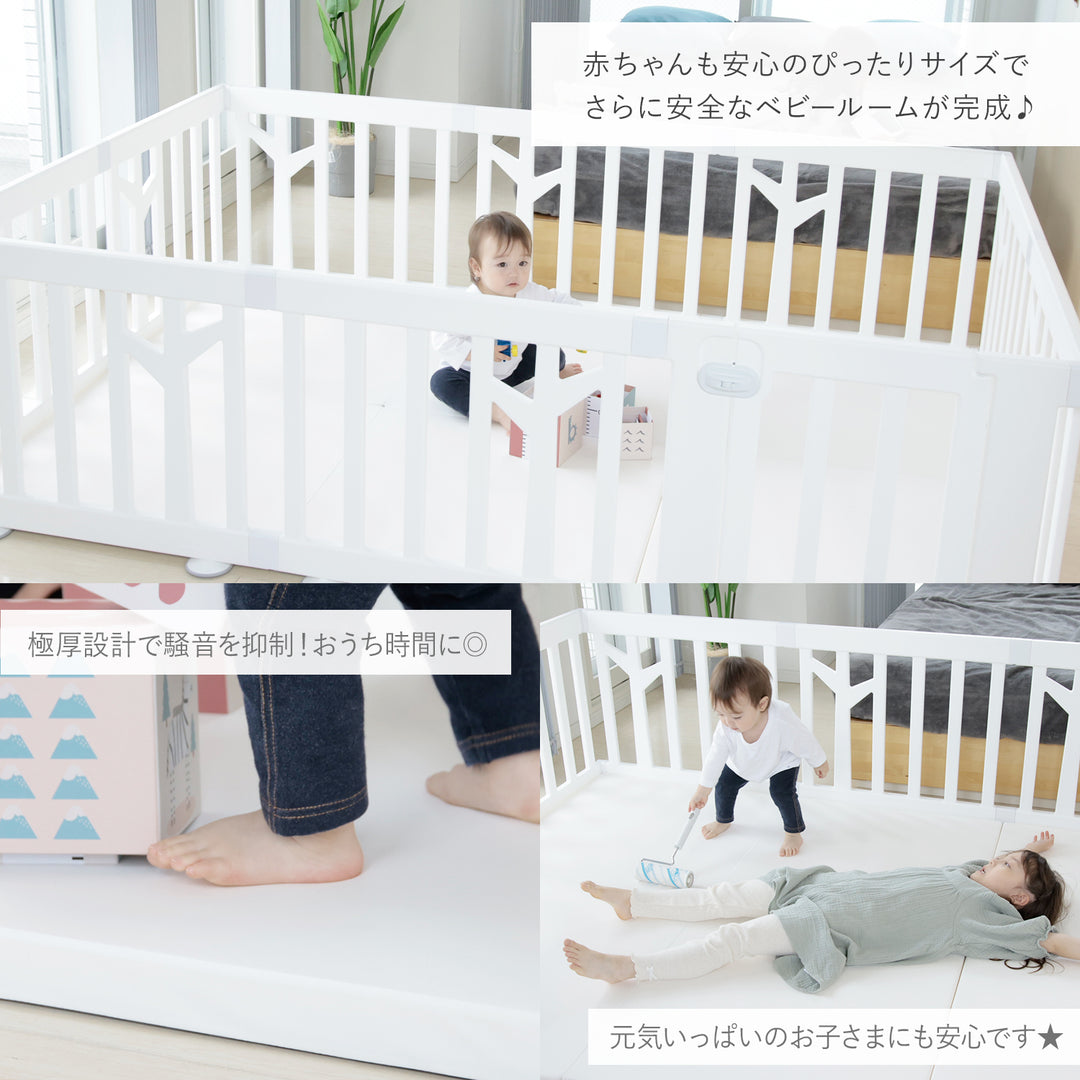 【マット新色登場！】ベビーサークルバーチドア付き10枚セット＋折りたたみバーチマット | iFam（アイファム）